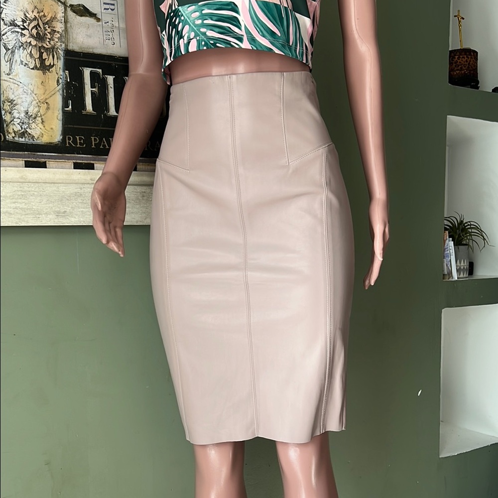 Express Light Blush Faux-Leather Pencil Skirt